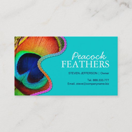 Customizable Peacock Feathers Business Cards