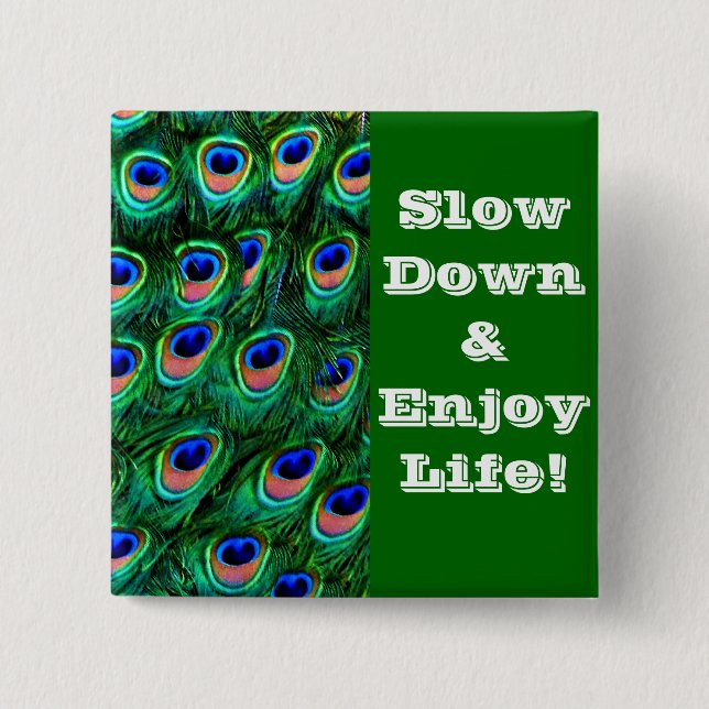 Peacock feathers_ button (Front)