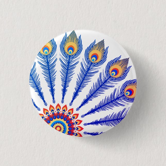 Peacock feathers  button (Front)