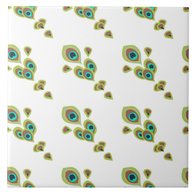 Peacock Feathers Ceramic Tile (Front)