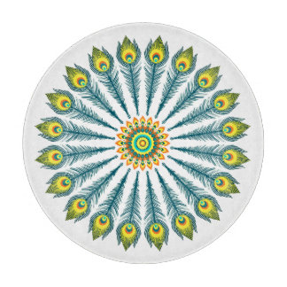 Peacock feathers circle cutting board