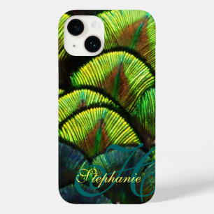 Peacock feathers close-up aqua iphone case