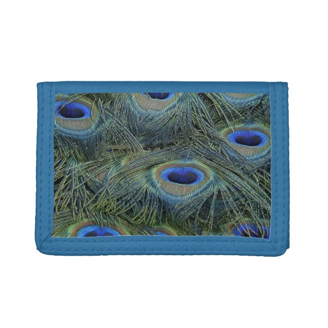 Peacock Feathers Close Up Photo Trifold Wallet (Front)