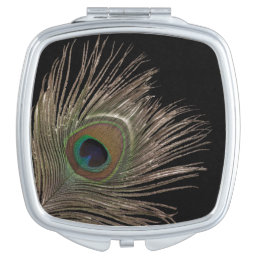 Peacock feathers compact mirror