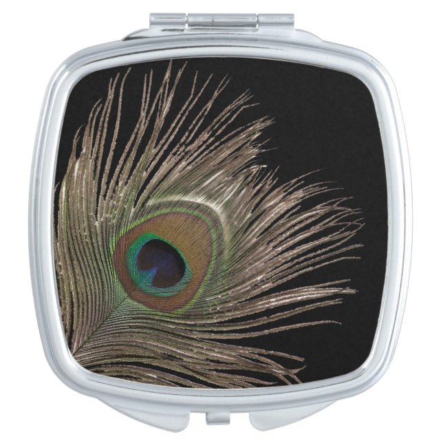 Peacock feathers compact mirror (Front)