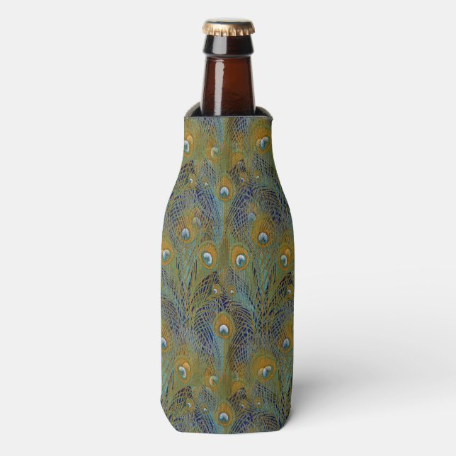Peacock Feathers Coordinates Bottle Cooler (Bottle Front)