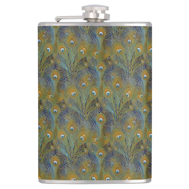 Peacock Feathers Coordinates Flask (Front)