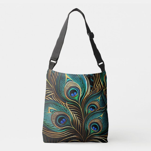 Peacock Feathers Crossbody Bag (Front)