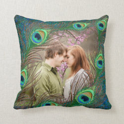 Peacock feathers customized add photo pillow