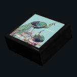 Peacock Feathers Damask Wedding Anniversary Gift Box<br><div class="desc">Wedding Black Lacquer Keepsake Custom Designer Personalized Jewelry Box or Memory Box Elegant Unique Wedding Anniversary  Christmas Gifts or Valentines Day Gifts</div>