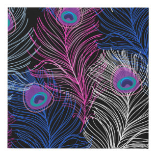 Peacock Feathers Dark: Gorgeous Vintage Design Faux Canvas Print