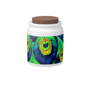 Peacock Feathers Design Candy Jar