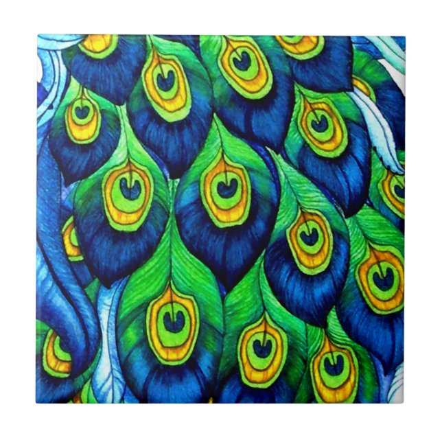 Peacock Feathers Design Tile (Front)