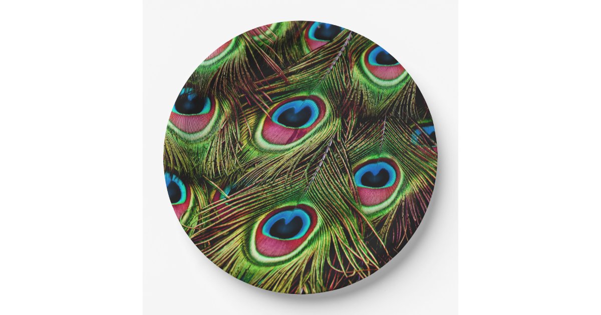 Peacock Feathers Disposable Paper Plates | Zazzle