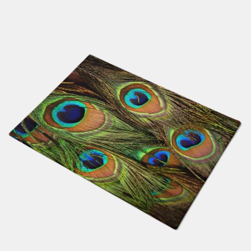 Peacock Feathers Door Mat