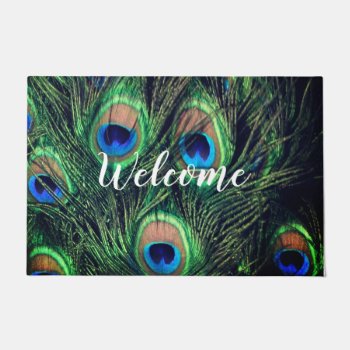 Peacock Feathers Doormat by ChristyWyoming at Zazzle