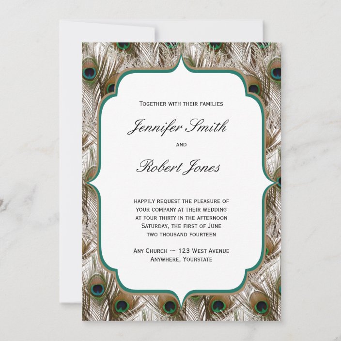 Peacock Feathers Double Frame Wedding Invitation | Zazzle.com