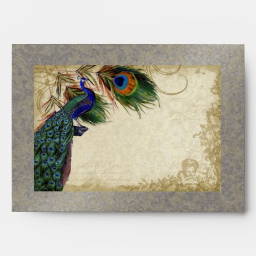 Peacock  Feathers Elegant Matching Wedding Set Envelope