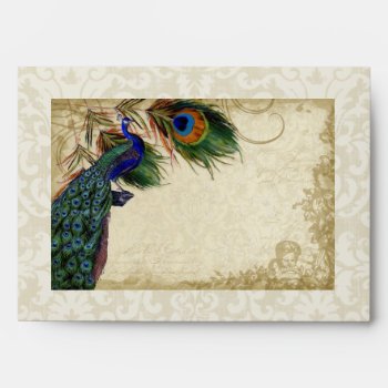 Peacock & Feathers Elegant Matching Wedding Set Envelope by VintageWeddings at Zazzle