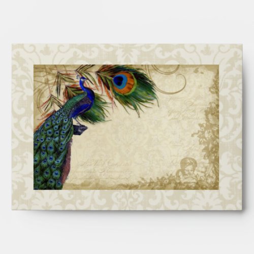 Peacock  Feathers Elegant Matching Wedding Set Envelope