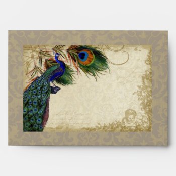 Peacock & Feathers Elegant Matching Wedding Set Envelope by VintageWeddings at Zazzle