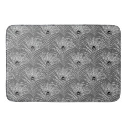 Peacock feathers elegant silver gray pattern bath mat