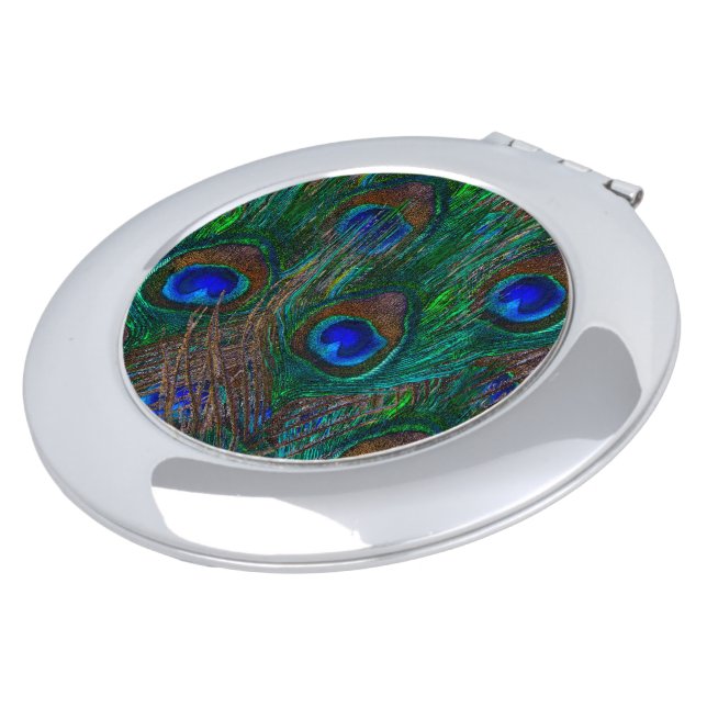 Peacock Feathers Etching Style Mirror For Makeup (Turned)