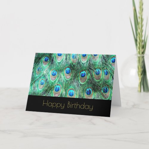 Peacock Feathers Exotic Wild Watercolor Birthday Card