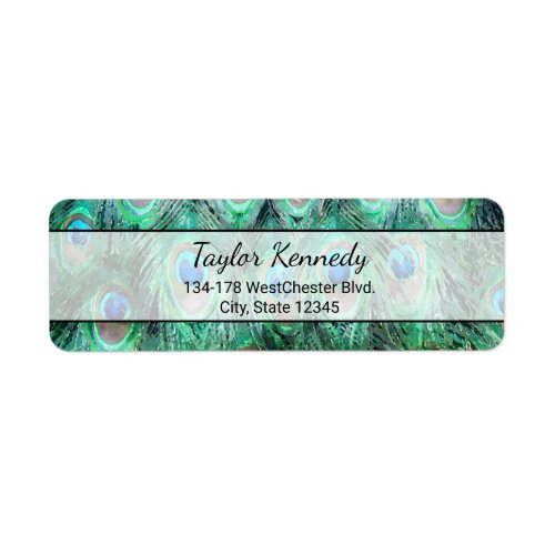 Peacock Feathers Exotic Wild Watercolor Pattern Label