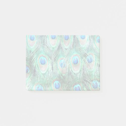 Peacock Feathers Exotic Wild Watercolor Pattern Post_it Notes