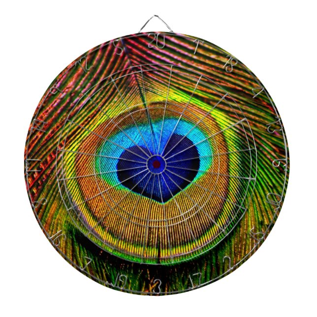 Peacock Feathers Eye of Love Dartboard With Darts (Front)