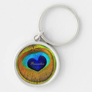 Peacock Feathers Eye of Love With Name Keychain