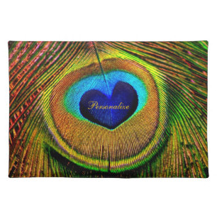 Peacock Feathers Eye of Love With Name Placemat