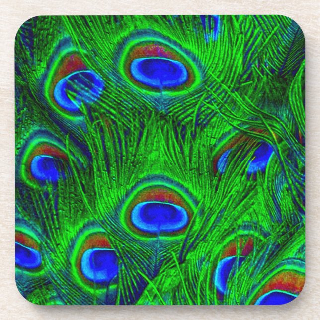 Peacock Feathers Fashion Collection Coaster (Front)