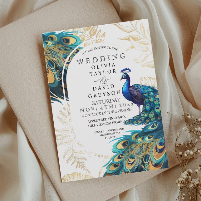  Peacock Feathers Flora Wedding  Invitation (Creator Uploaded)