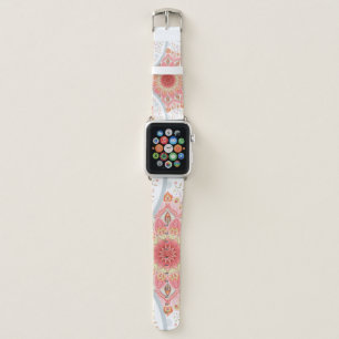 Peacock Feathers, Floral Round Ornament. Apple Watch Band
