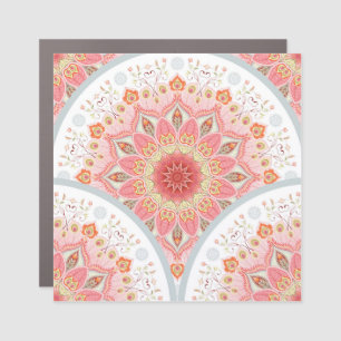 Peacock Feathers, Floral Round Ornament. Car Magnet