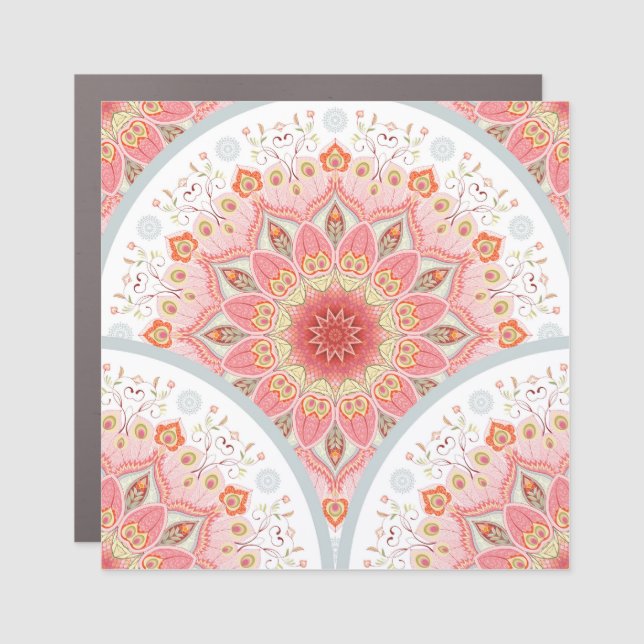 Peacock Feathers, Floral Round Ornament. Car Magnet (Front)