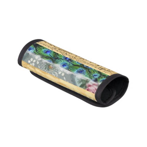 Peacock Feathers Flowers Leaves Music Notes Luggage Handle Wrap