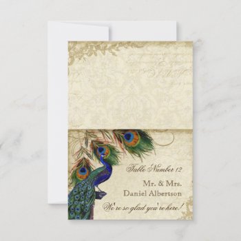 Peacock & Feathers Formal Diy Folding Tent Cards by VintageWeddings at Zazzle