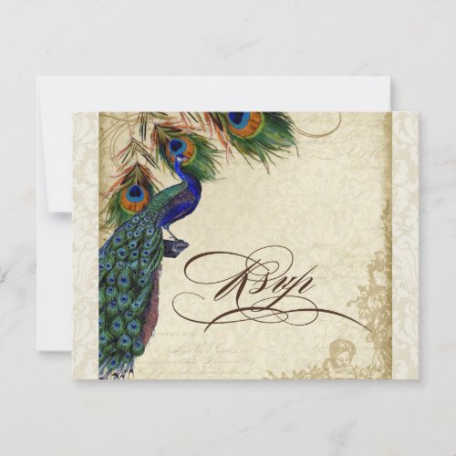 Peacock  Feathers Formal RSVP Response Cream