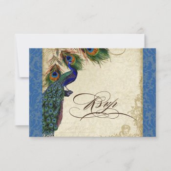 Peacock & Feathers Formal Rsvp Response Royal Blue by VintageWeddings at Zazzle