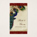 Peacock & Feathers Formal Wedding Favor Gift Tags<br><div class="desc">PAPER SELECTION: This is shown on "basic paper", another great choice would be "metallic ice" which is a clean white, pearlized shimmery surface. It would also be beautiful on "Champagne Metallic" linen, felt or any of the other choices. COLOR PALETTE: deep burgundy red, tan, cream royal blue, green, and rust....</div>