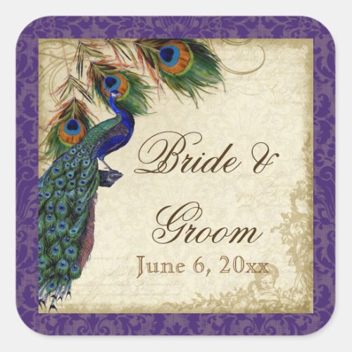 Peacock  Feathers Formal Wedding Favor Seals Tags