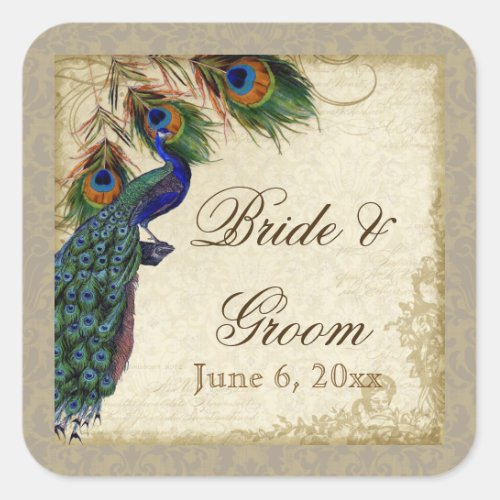 Peacock  Feathers Formal Wedding Favor Seals Tags