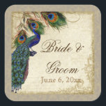 Peacock & Feathers Formal Wedding Favor Seals Tags<br><div class="desc">COLOR PALETTE: taupe, aqua blue, tan, cream royal blue, green, and rust. DESIGN: These stickers can be used for many purposes to make your wedding celebration extra special for very little cost. Use them as cupcake toppers for bridal showers (just use a cardstock slightly larger than the sticker and a...</div>