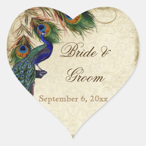 Peacock  Feathers Formal Wedding Favor Seals Tags