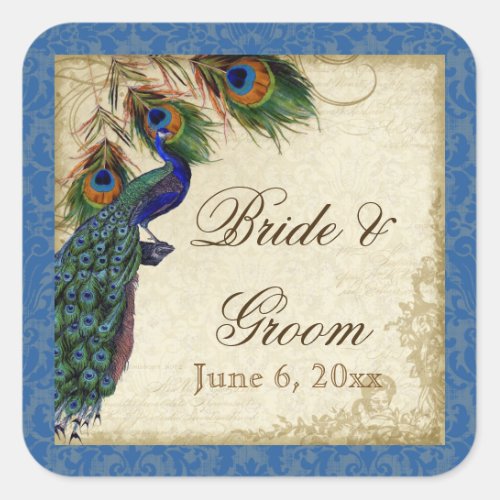 Peacock  Feathers Formal Wedding Favor Seals Tags