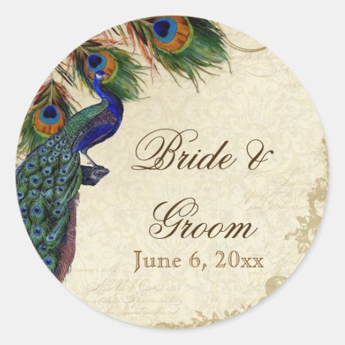 Peacock  Feathers Formal Wedding Favor Seals Tags