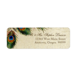 Peacock & Feathers Formal Wedding Matching Address Label